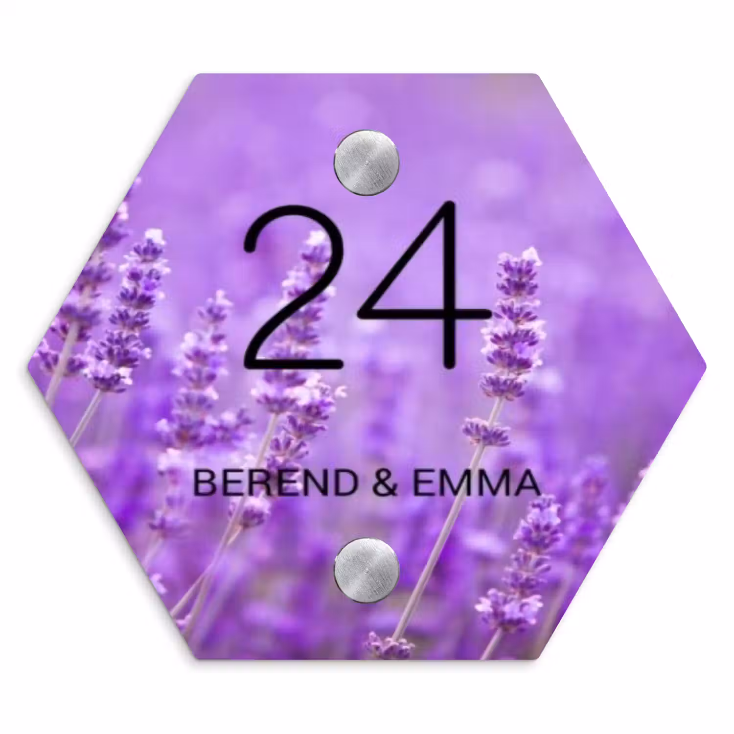 Lavendel - Klassiek Naambord Hexagon klein -3d