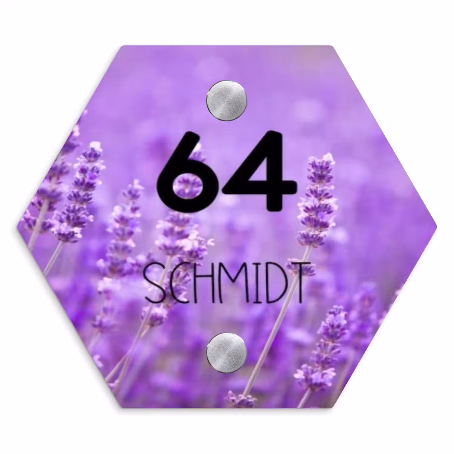 Lavendel - Modern Naambord Hexagon klein -3d