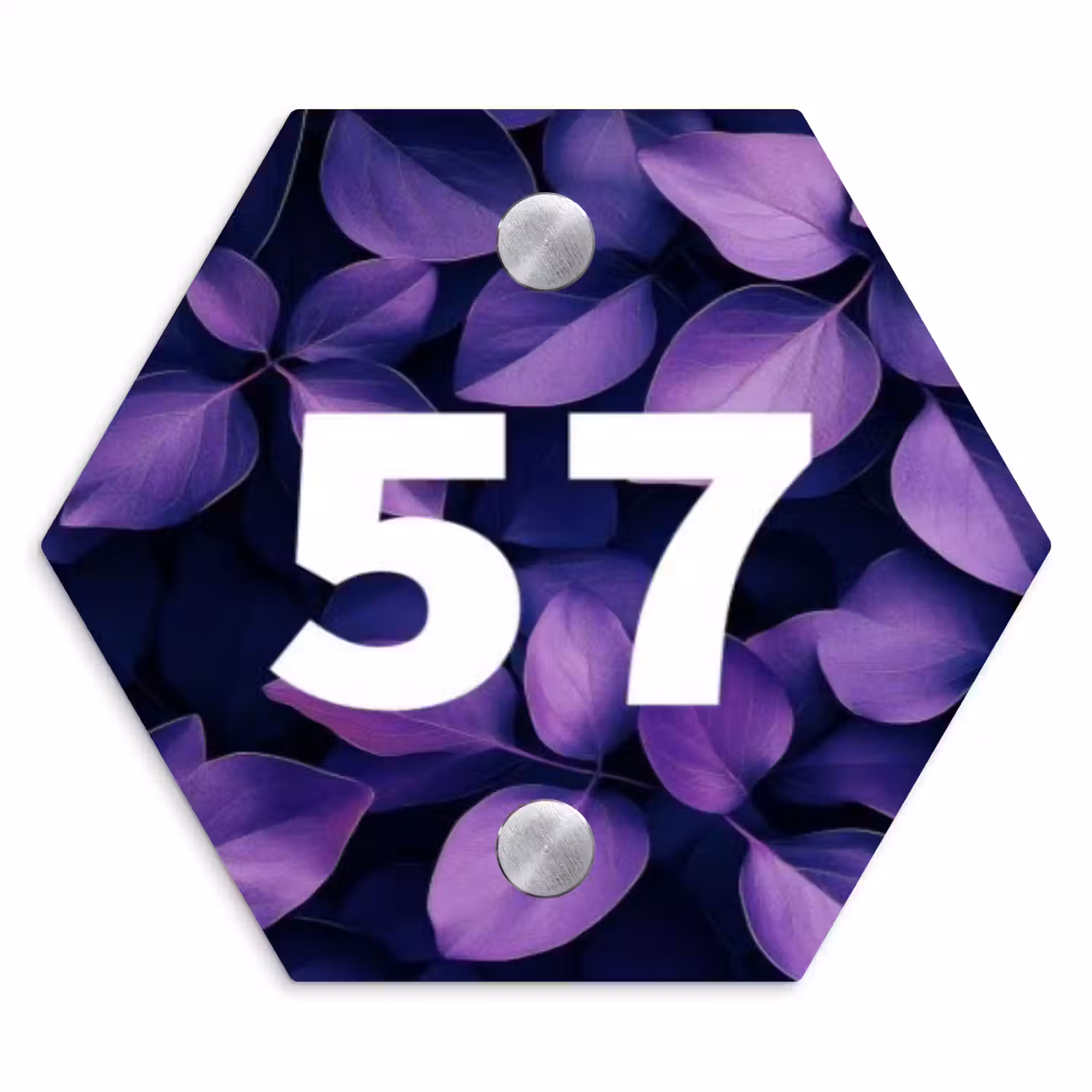 Paarse bladeren - Traditioneel Naambord Hexagon klein -3d