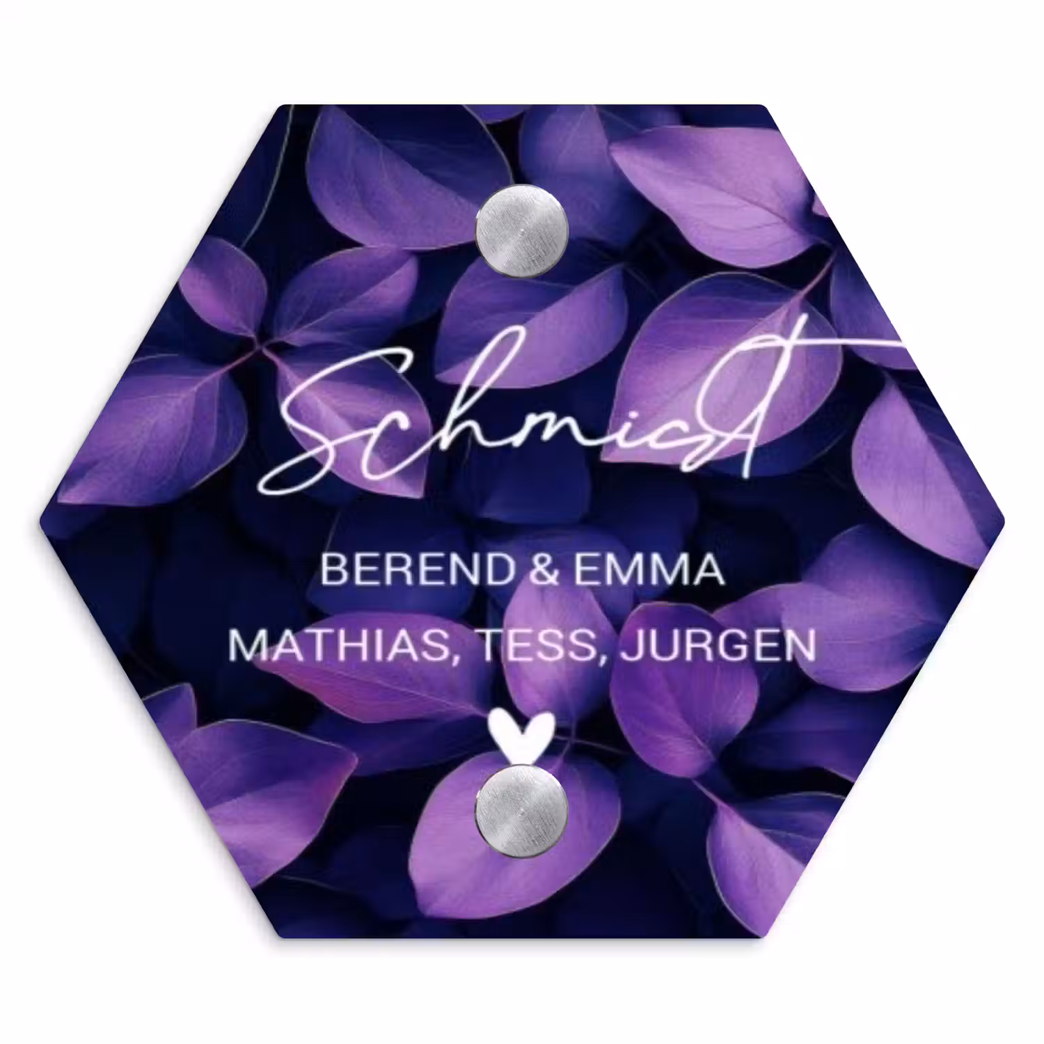 Paarse bladeren - Sierlijk Naambord Hexagon klein -3d