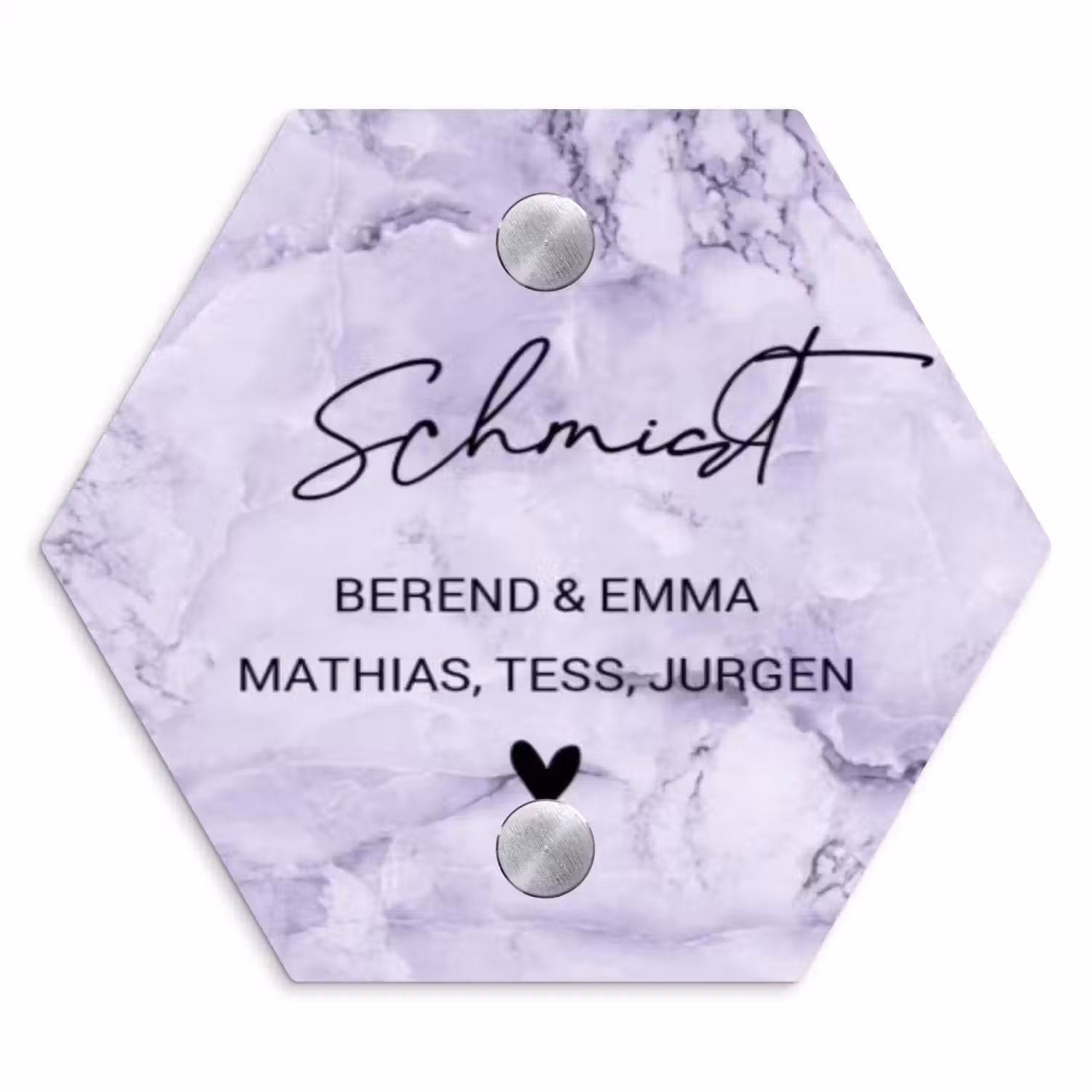 Paars marmer - Sierlijk Naambord Hexagon klein -3d