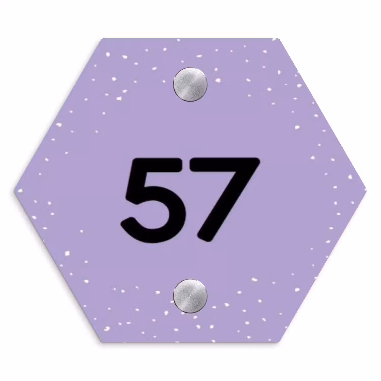 Paars met stippen - Traditioneel Naambord Hexagon klein -3d