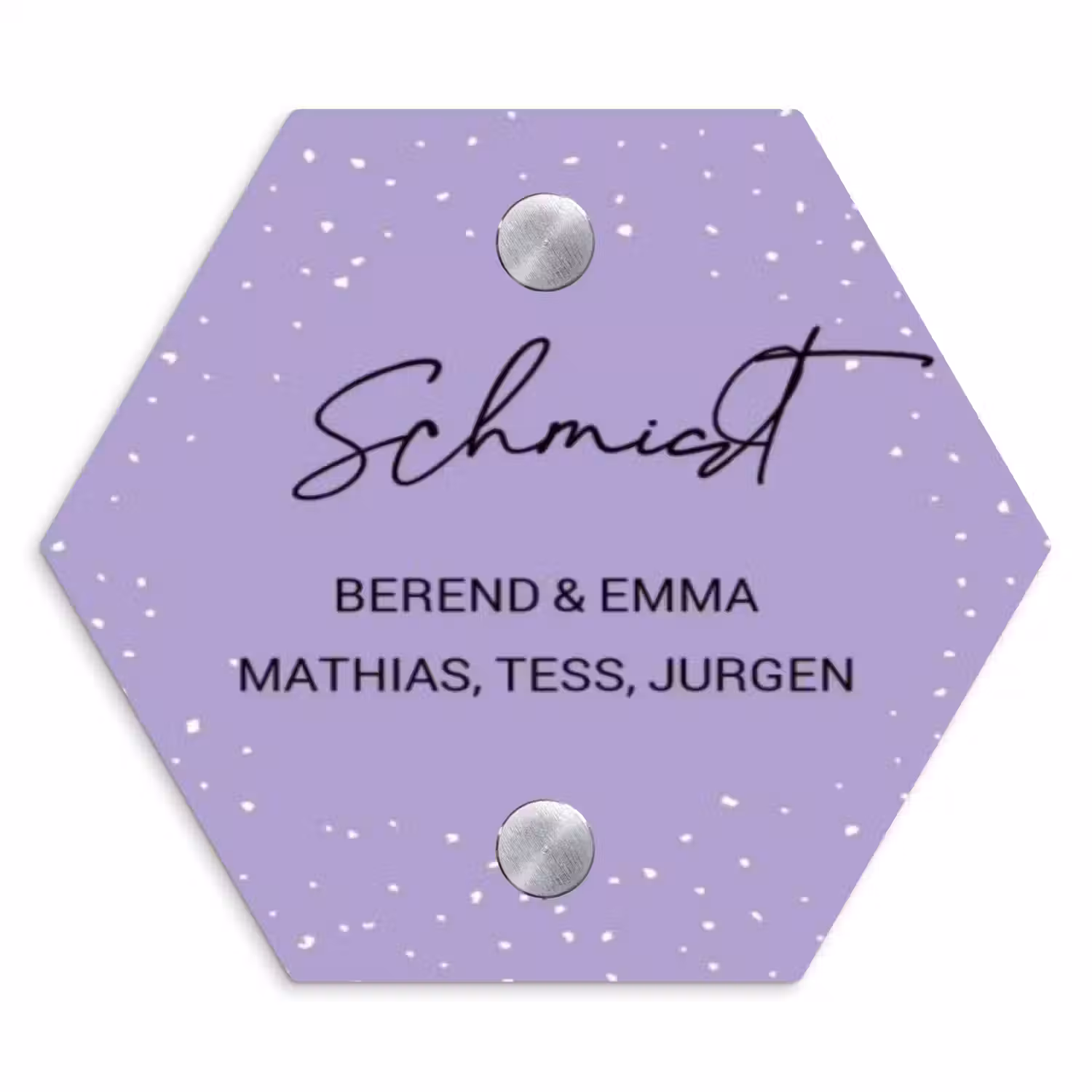 Paars met stippen - Sierlijk Naambord Hexagon klein -3d