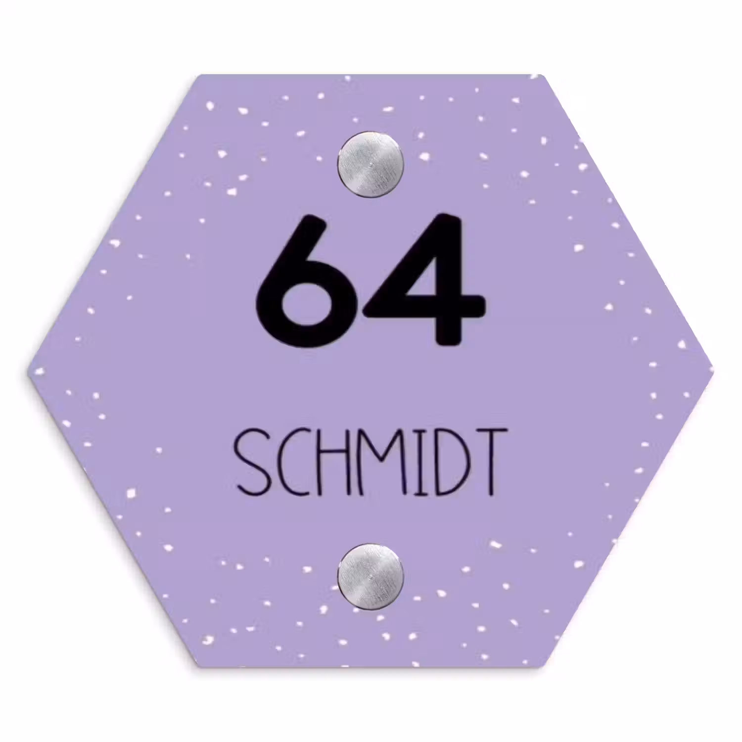 Paars met stippen - Modern Naambord Hexagon klein -3d