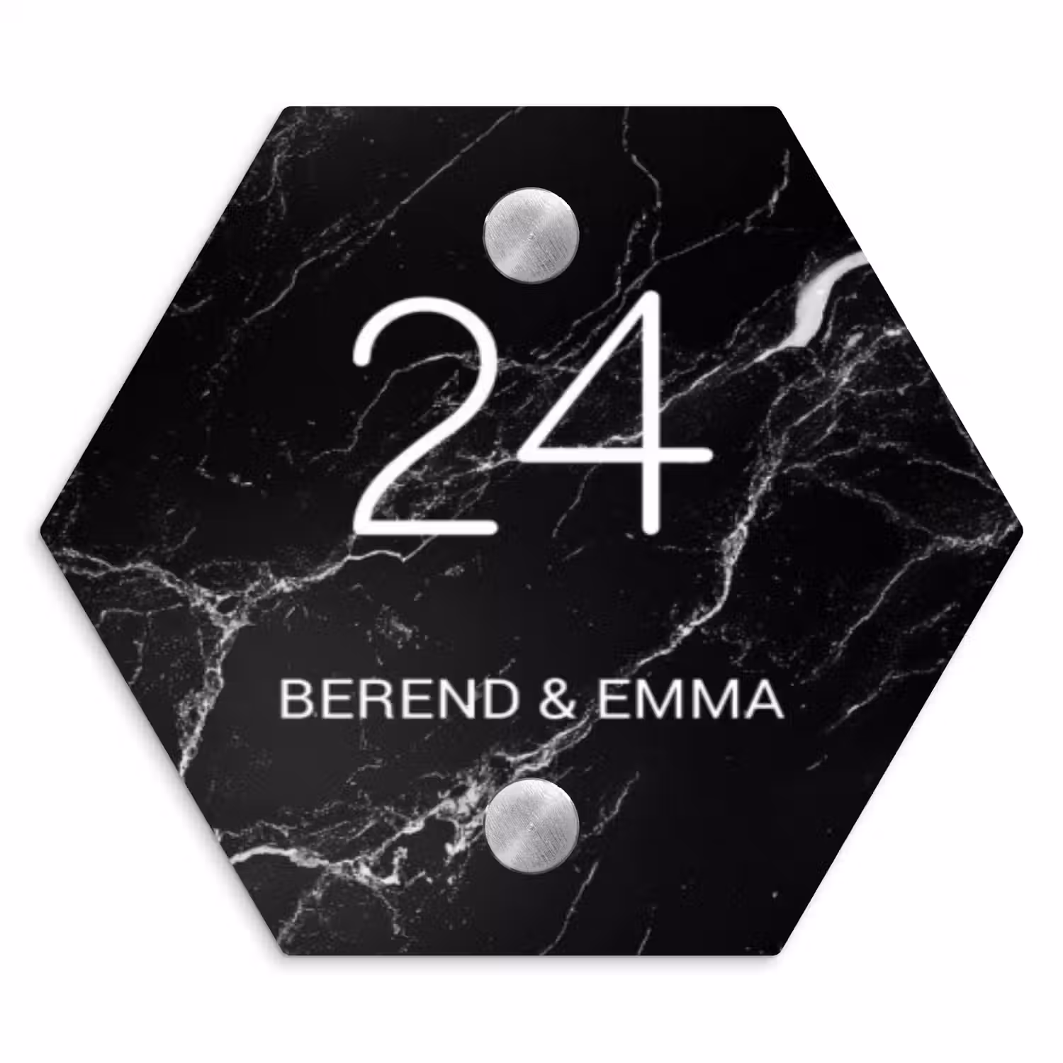 Marmer - Klassiek Naambord Hexagon klein -3d