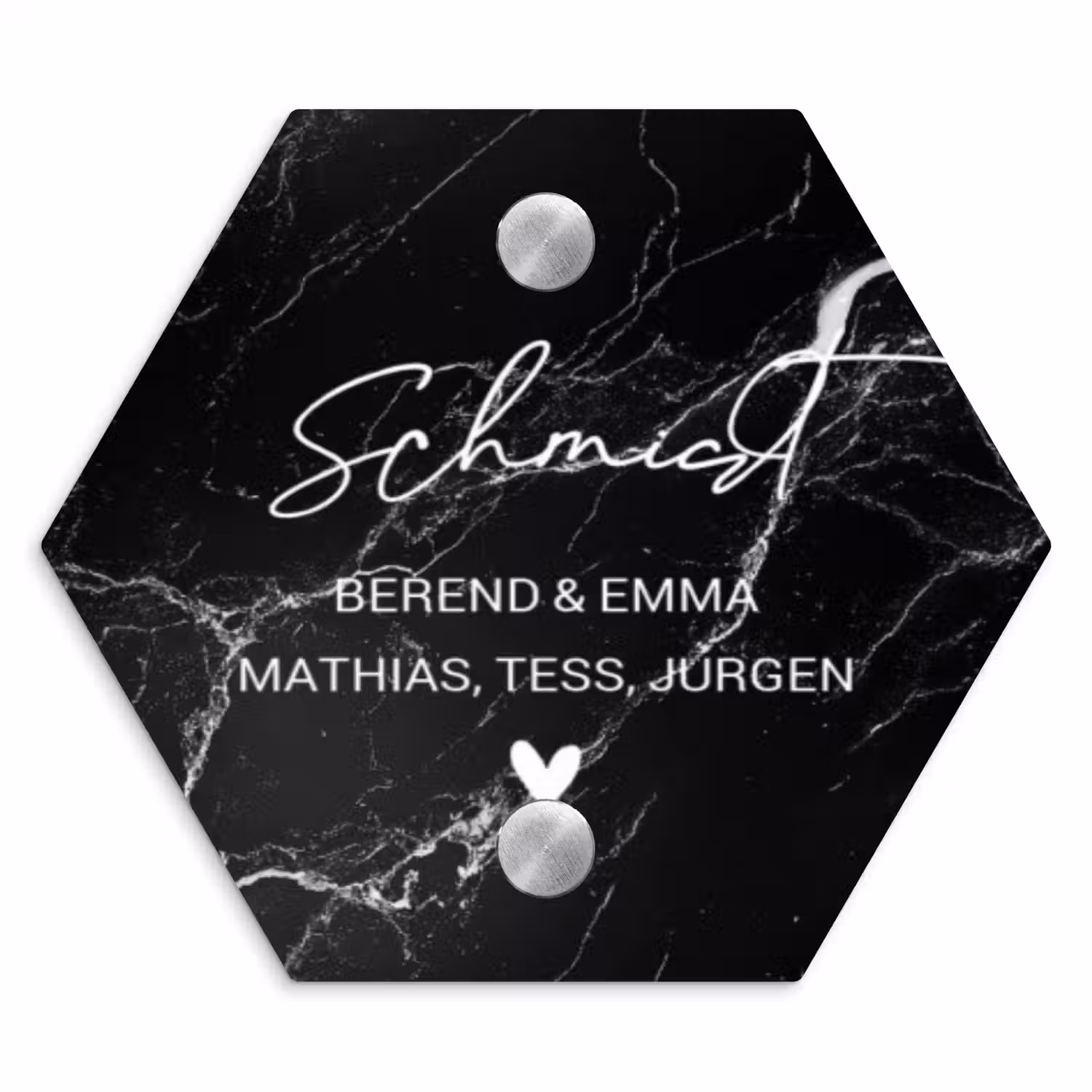 Marmer - Sierlijk Naambord Hexagon klein -3d