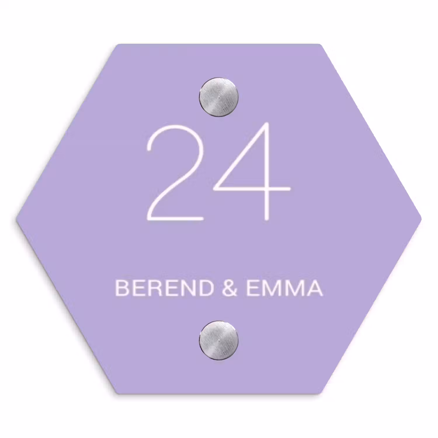 Effen - Lila - Klassiek Naambord Hexagon klein -3d