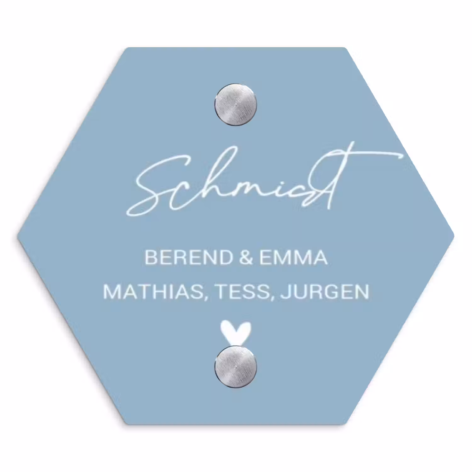 Effen - Lichtblauw - Sierlijk Naambord Hexagon klein -3d