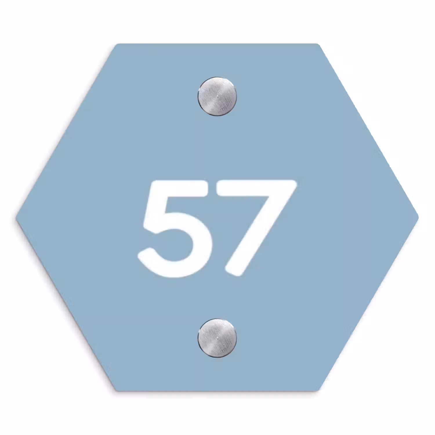 Effen - Lichtblauw - Traditioneel Naambord Hexagon klein -3d