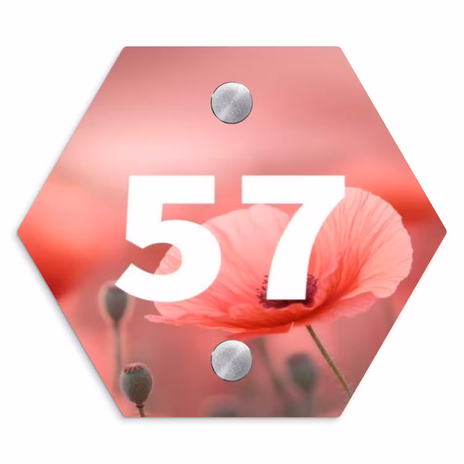 Klaproos - Traditioneel Naambord Hexagon klein -3d