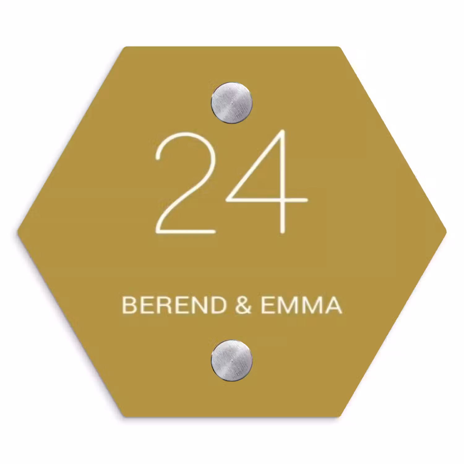 Okergeel - Klassiek Naambord Hexagon klein -3d