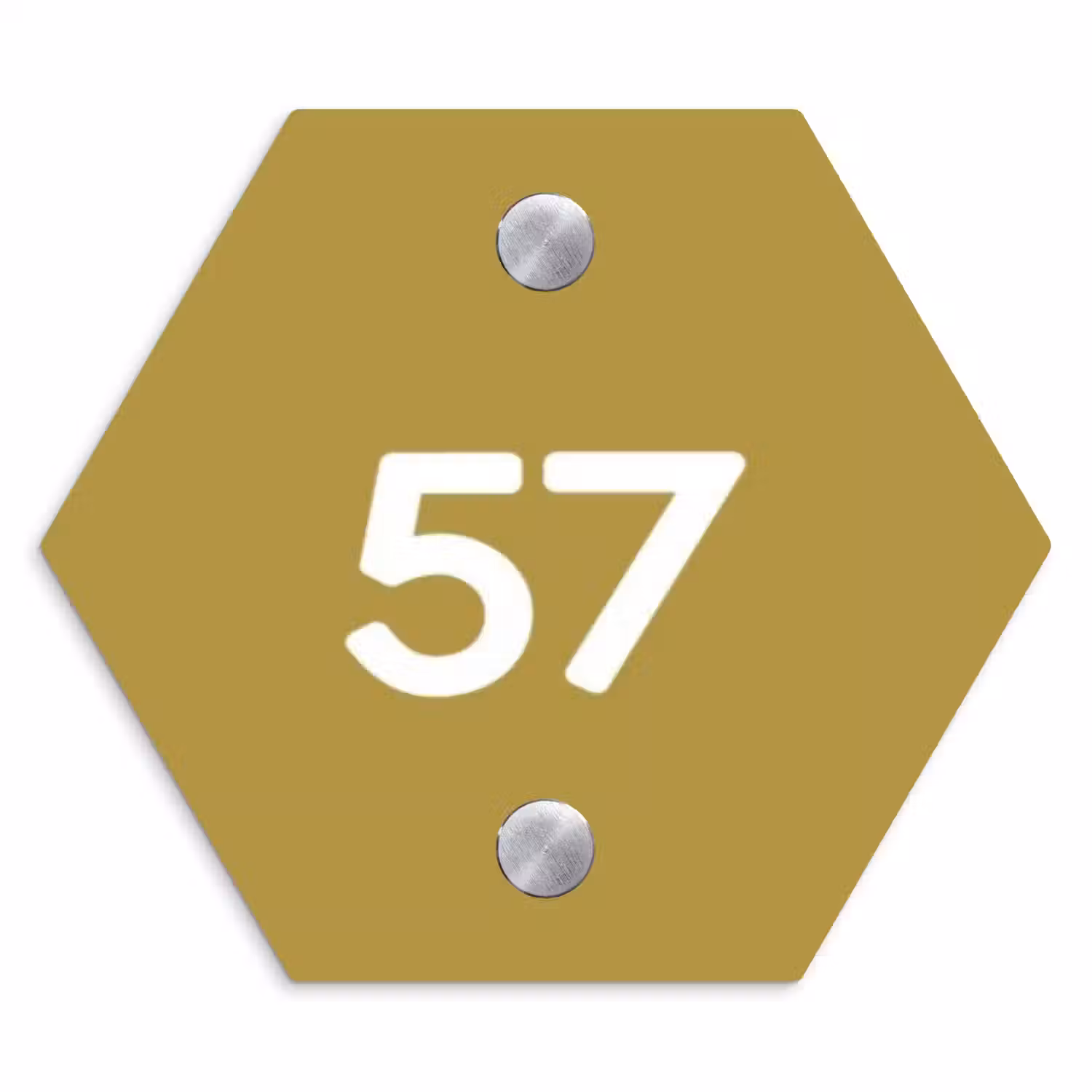 Okergeel - Traditioneel Naambord Hexagon klein -3d