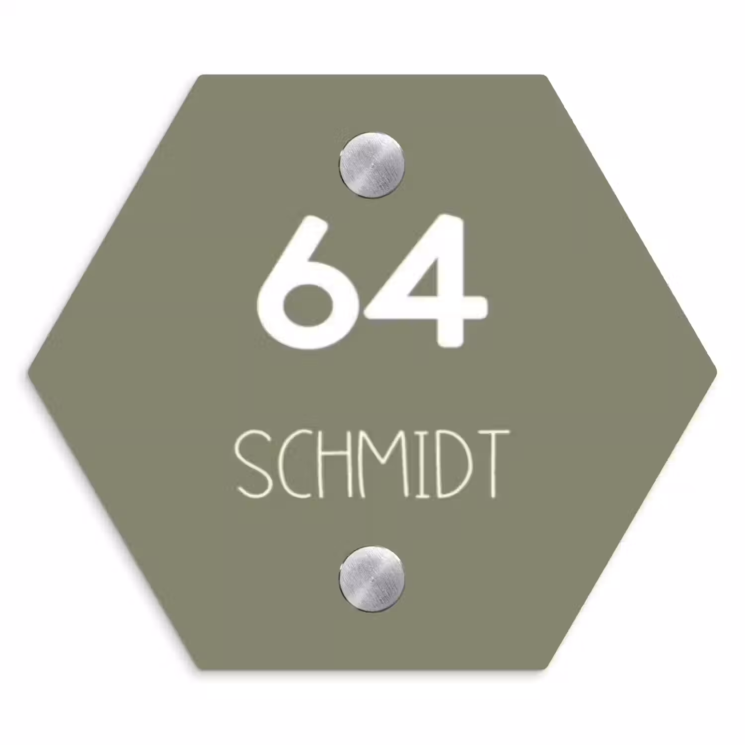 Olijfgroen - Modern Naambord Hexagon klein -3d