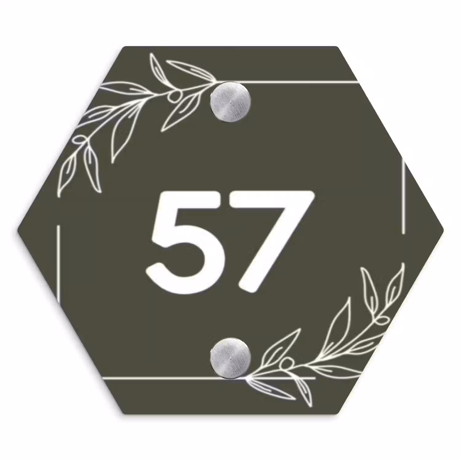 Olijfgroen - Traditioneel Naambord Hexagon klein -3d