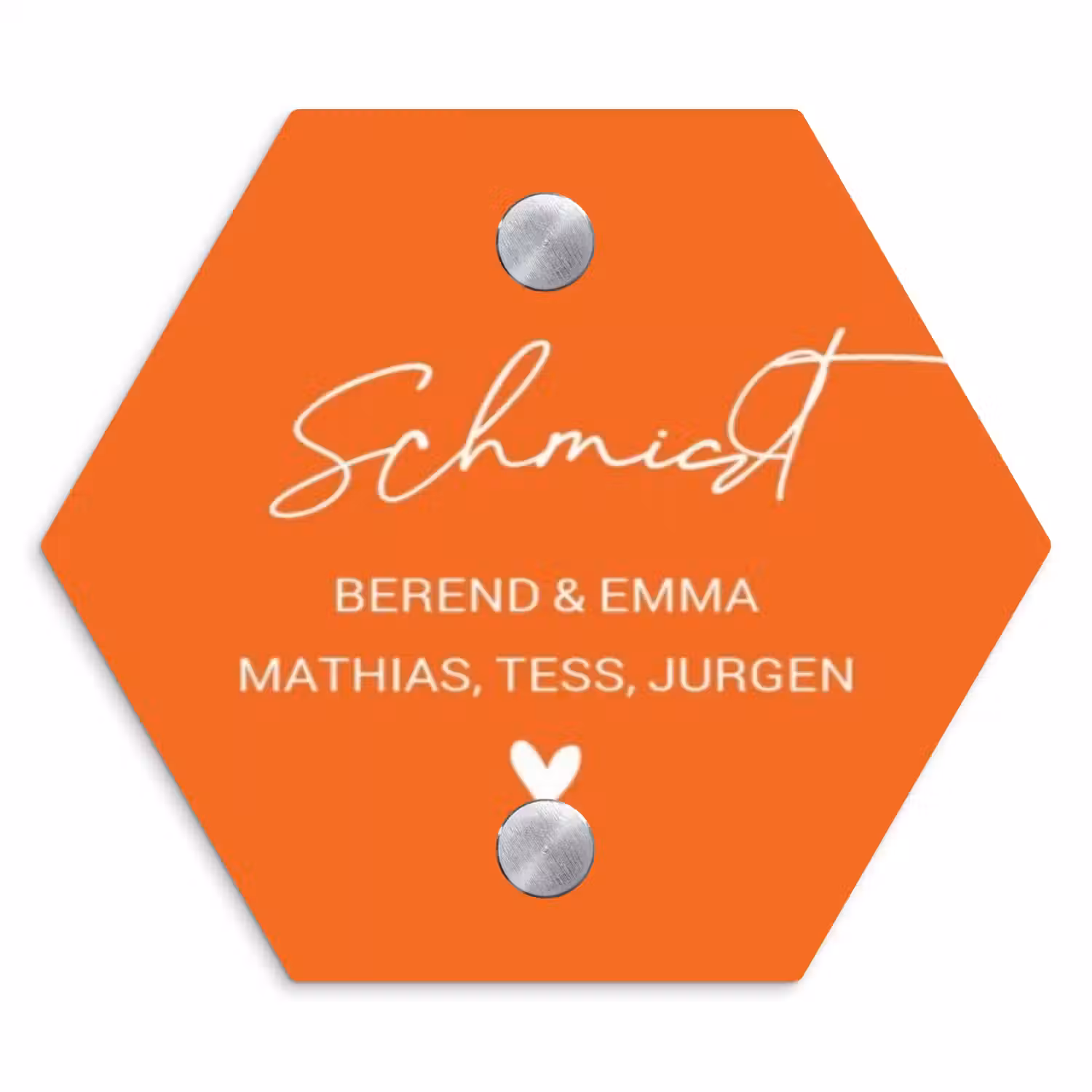 Oranje - Sierlijk Naambord Hexagon klein -3d