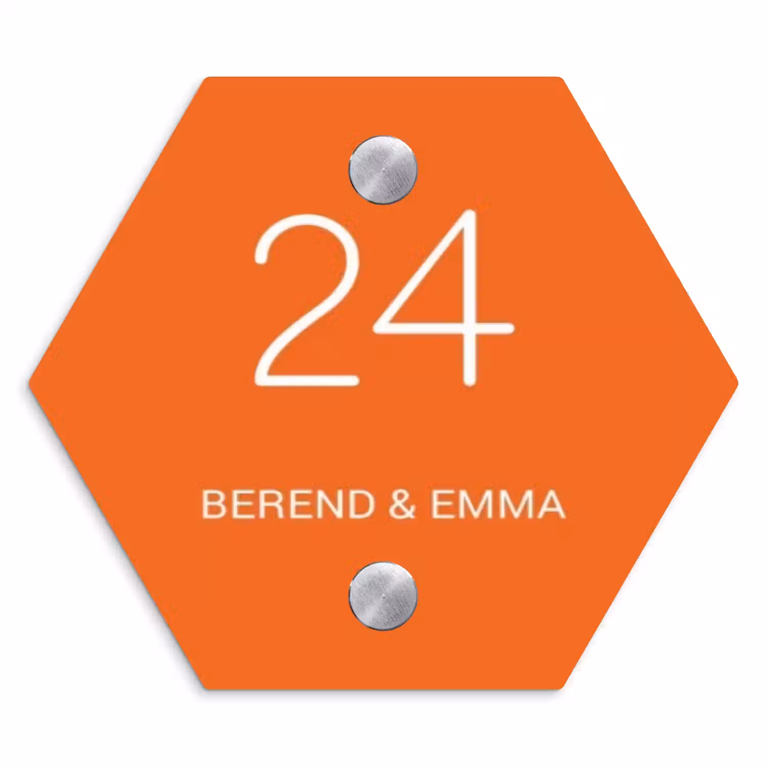 Oranje - Klassiek Naambord Hexagon klein -3d