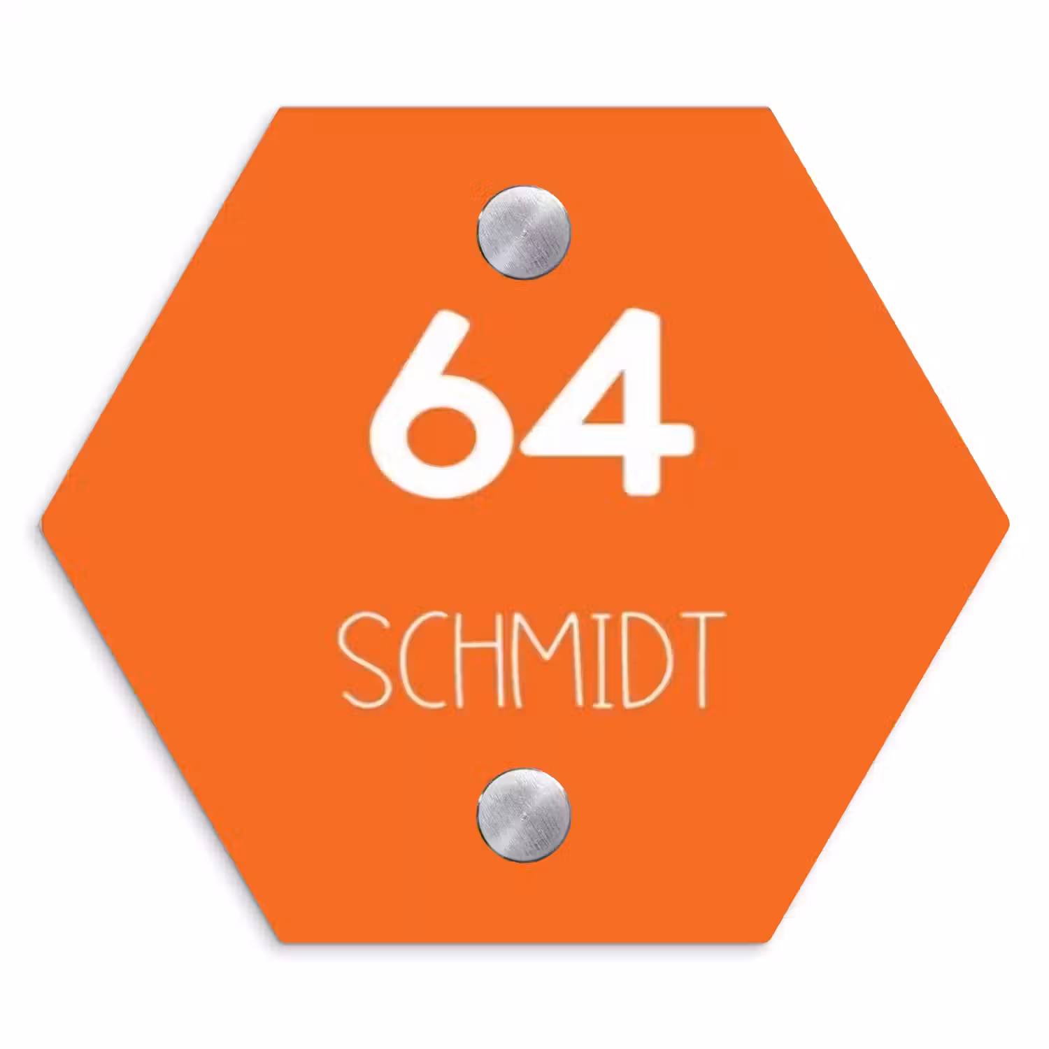 Oranje - Modern Naambord Hexagon klein -3d