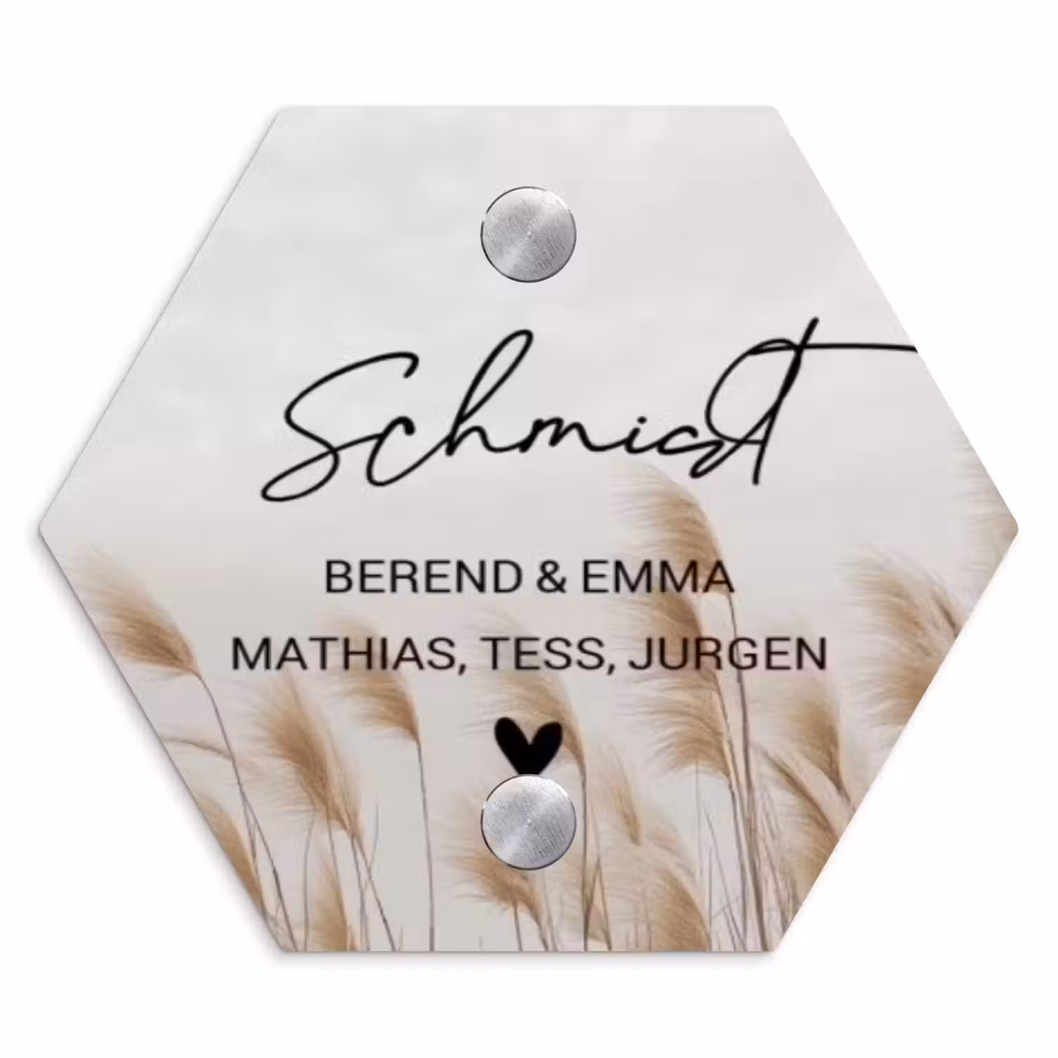 Pampasgras - Sierlijk Naambord Hexagon klein -3d