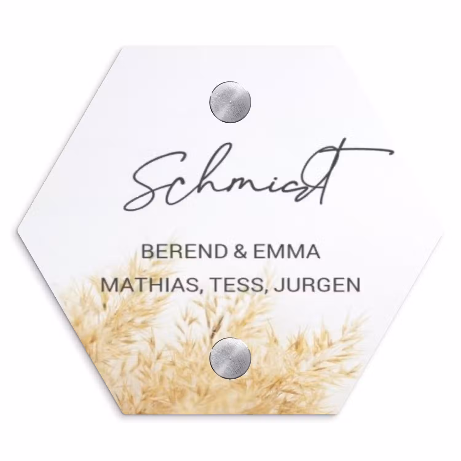 Pluimgras - Sierlijk Naambord Hexagon klein -3d