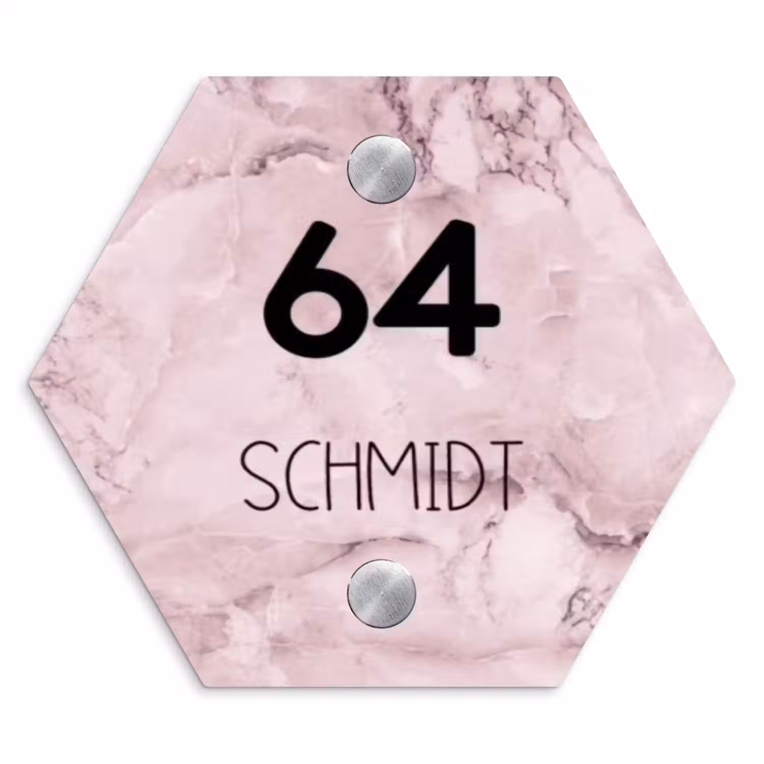 Roze marmer - Modern Naambord Hexagon klein -3d