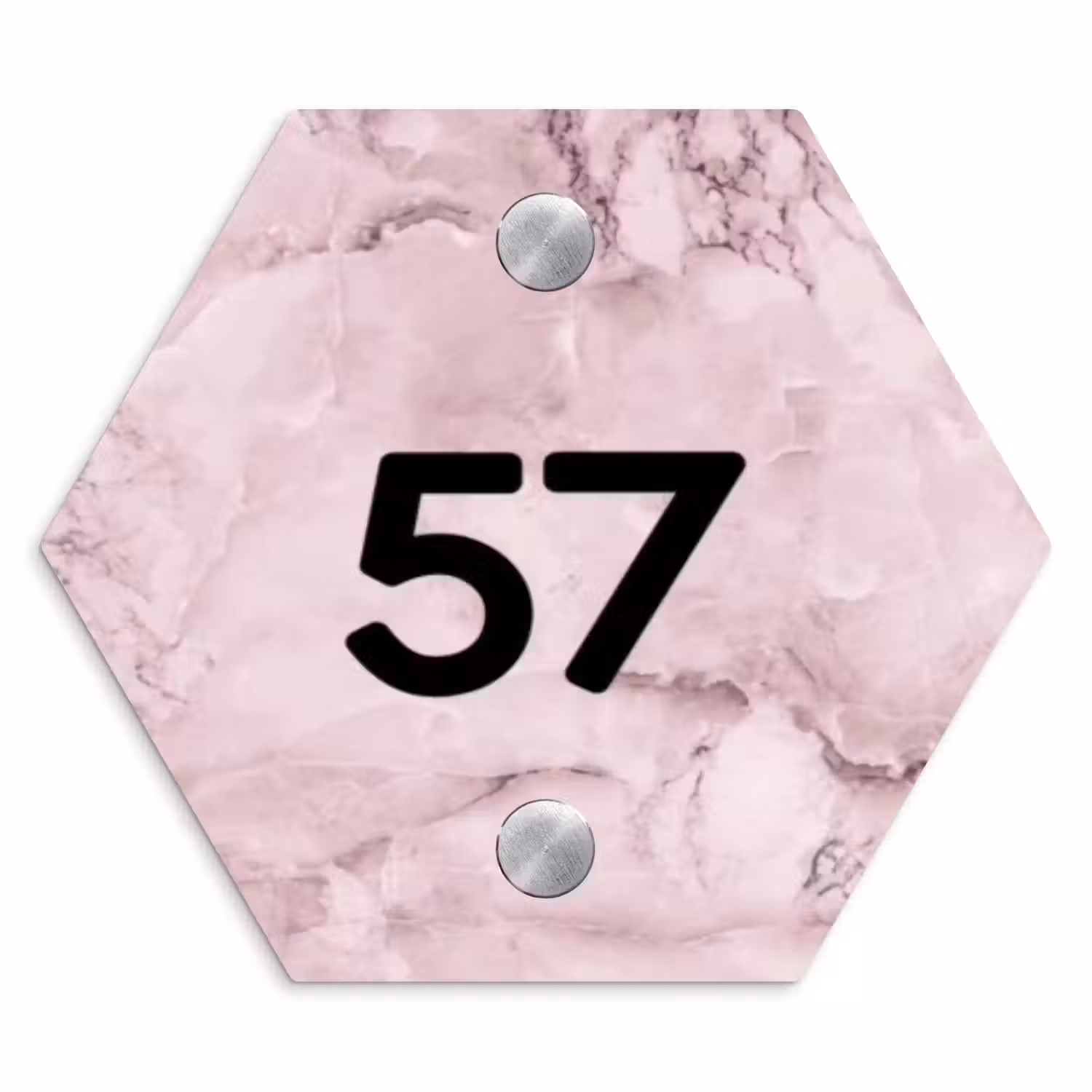 Roze marmer - Traditioneel Naambord Hexagon klein -3d