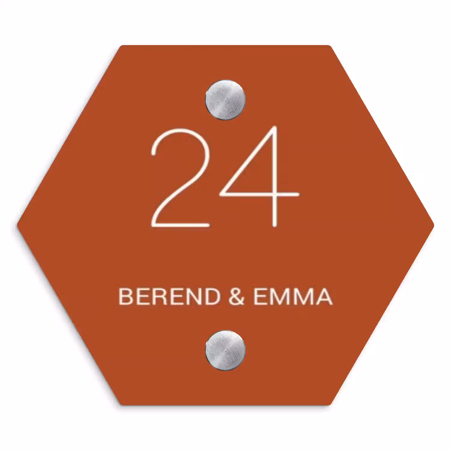 Roestbruin - Klassiek Naambord Hexagon klein -3d