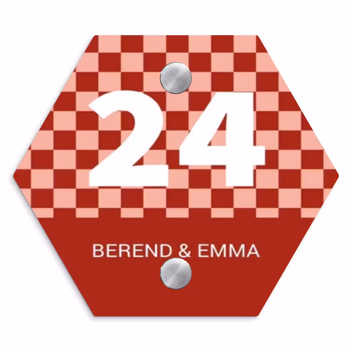 Rood - Blokjes - Klassiek Naambord Hexagon klein -3d