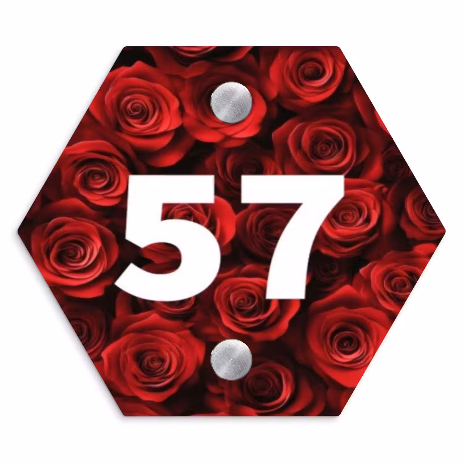 Rode rozen - Traditioneel Naambord Hexagon klein -3d
