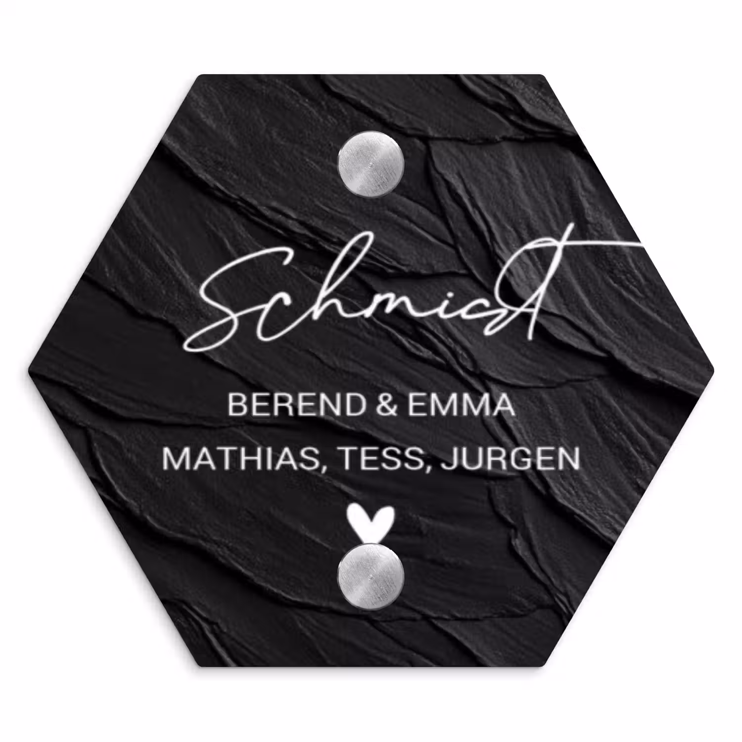 Leisteen - Sierlijk Naambord Hexagon klein -3d