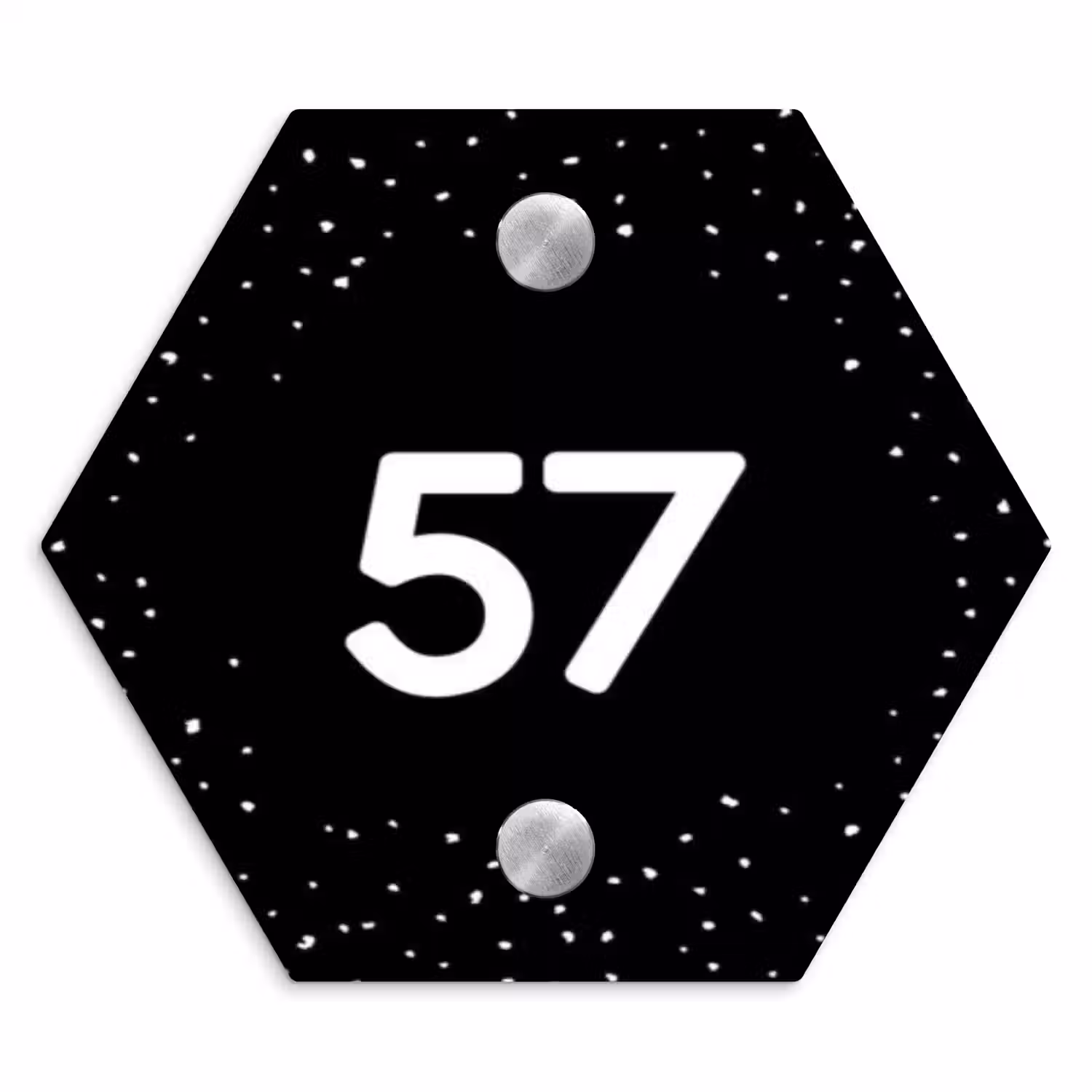 Zwart met stippen - Traditioneel Naambord Hexagon klein -3d