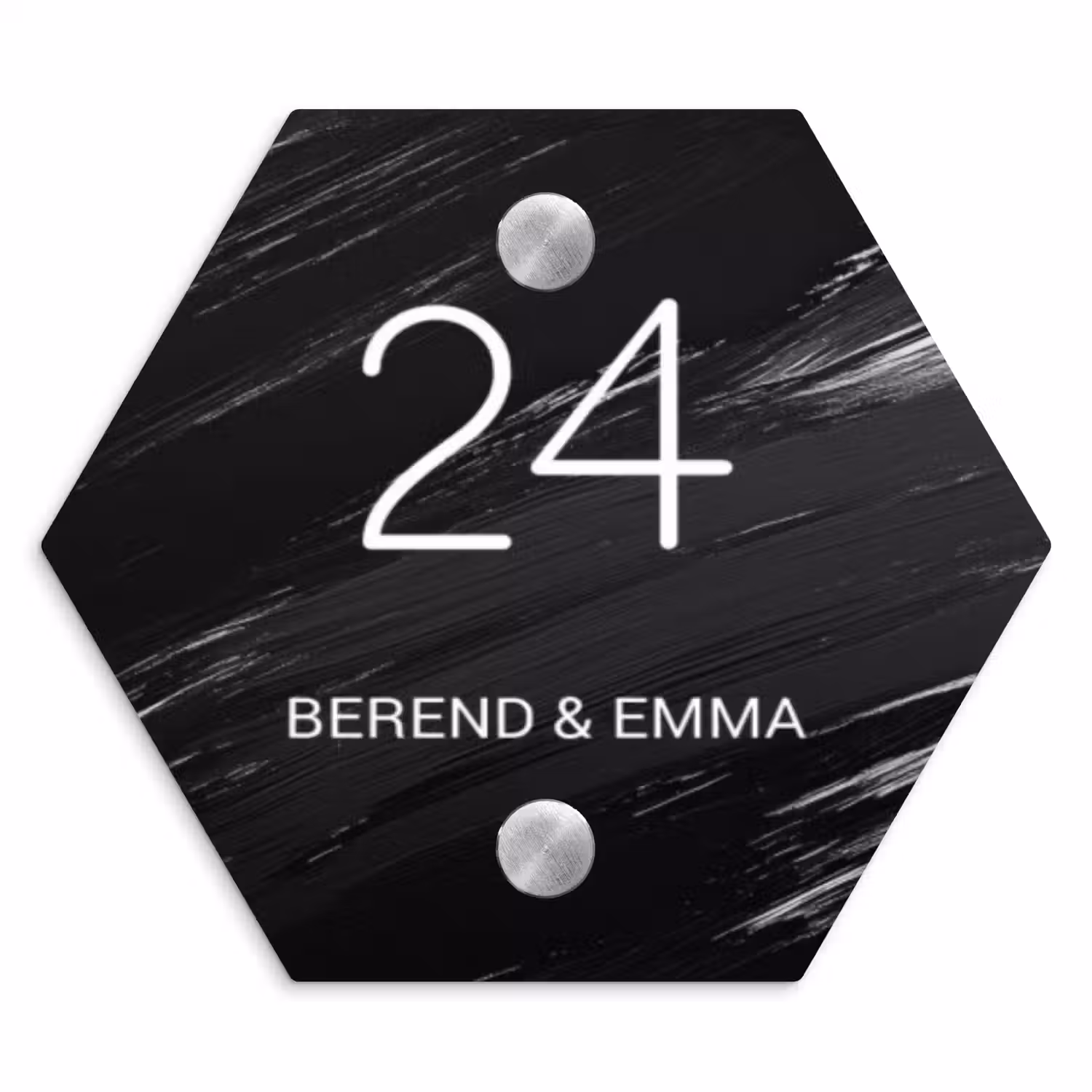 Zwart verftextuur - Klassiek Naambord Hexagon klein -3d
