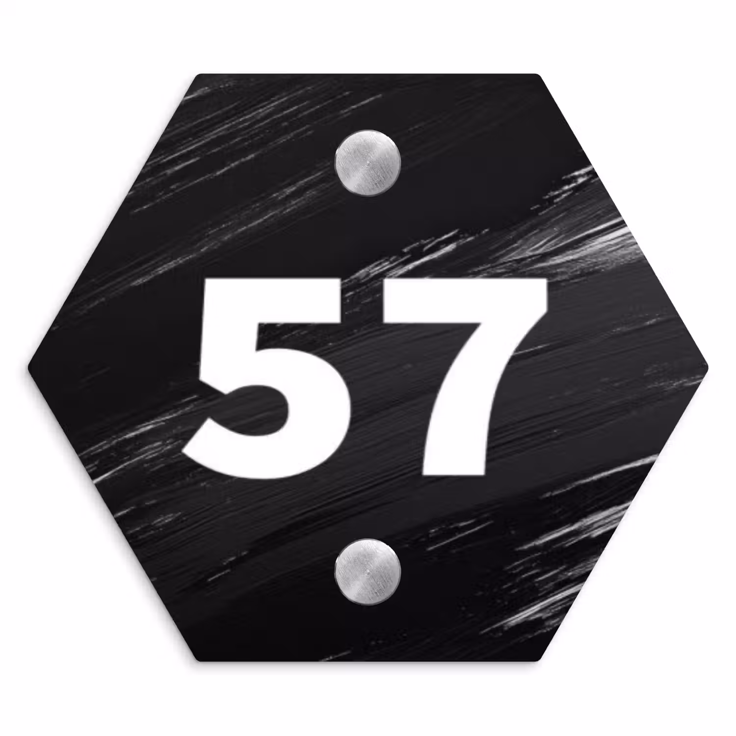 Zwart verftextuur - Traditioneel Naambord Hexagon klein -3d
