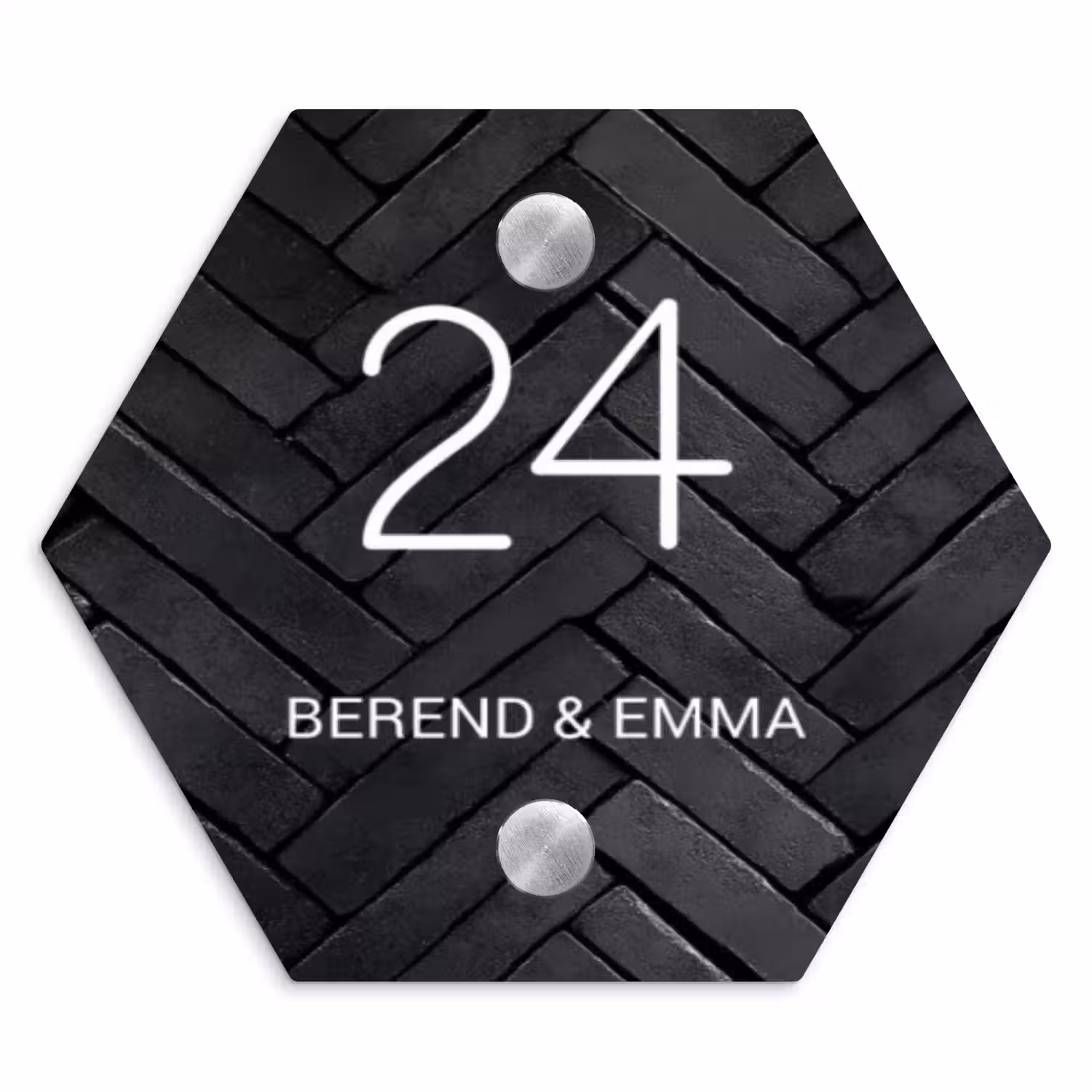 Zwarte tegels - Klassiek Naambord Hexagon klein -3d