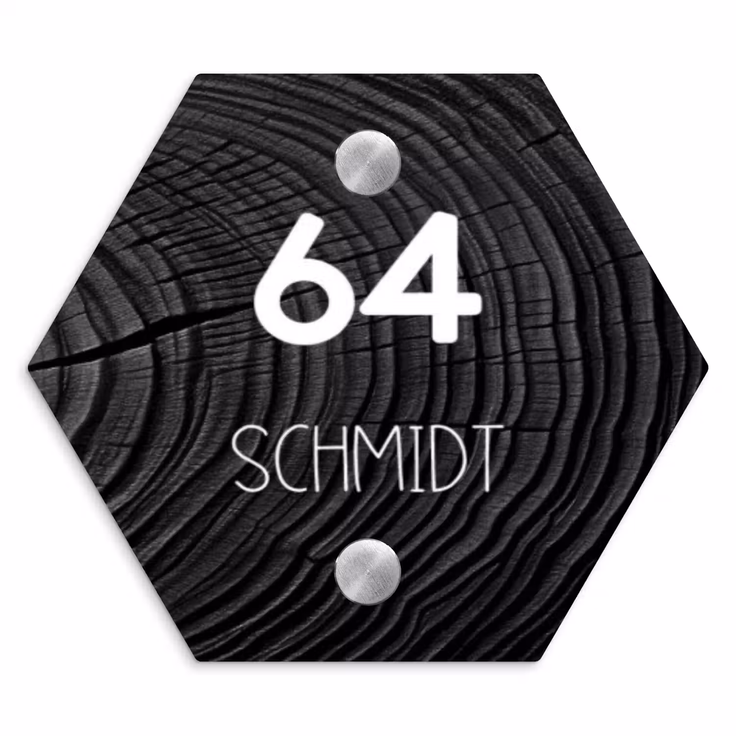Zwarte houten nerf - Modern Naambord Hexagon klein -3d