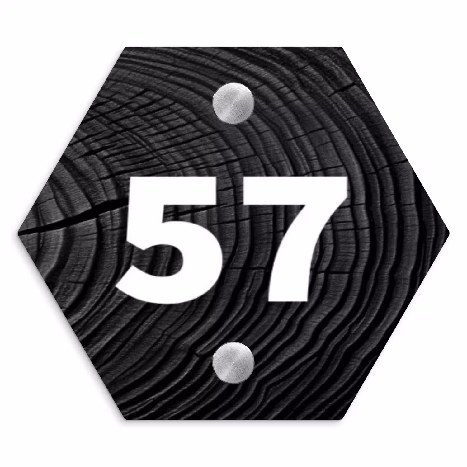 Zwarte houten nerf - Traditioneel Naambord Hexagon klein -3d