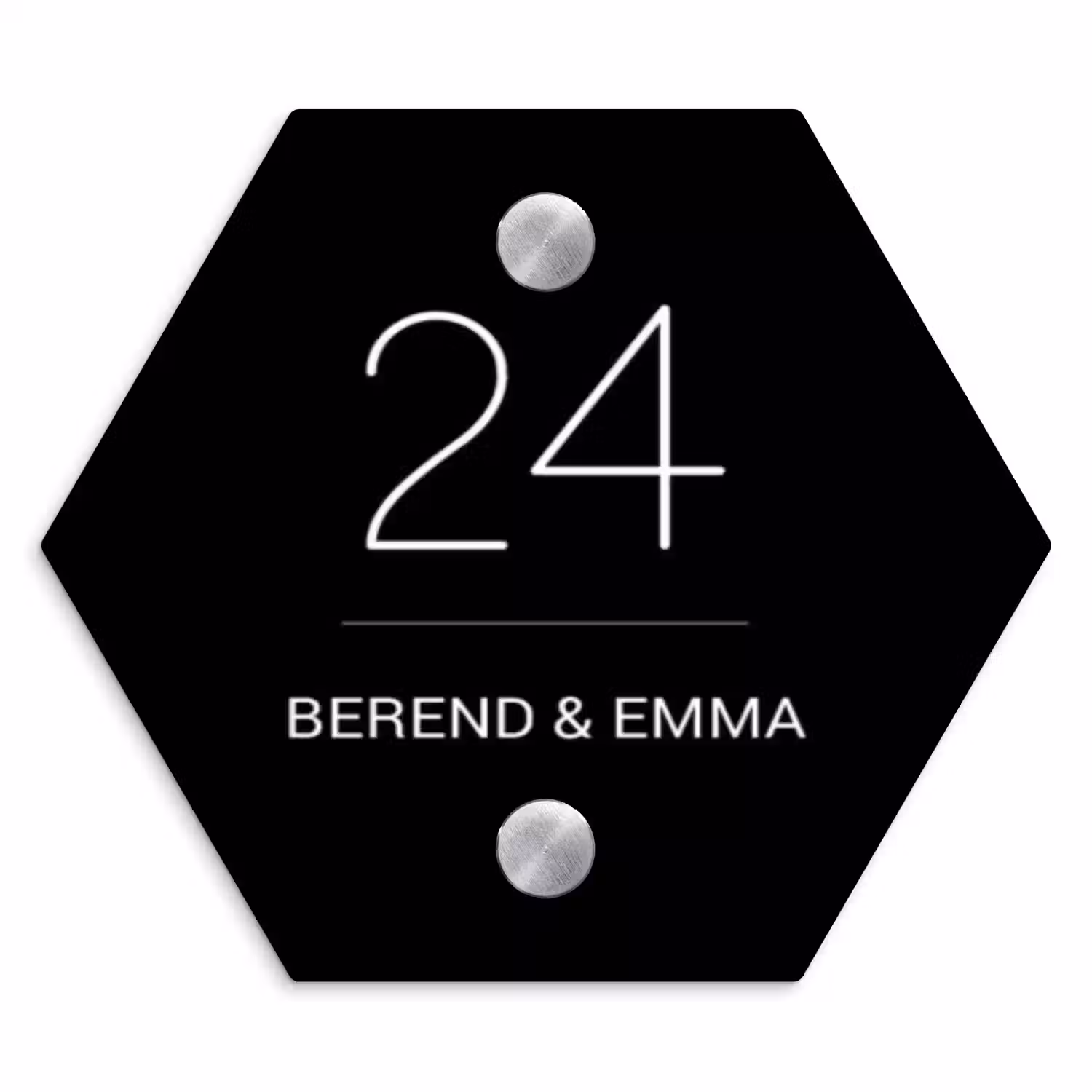 Zwart vlak - Klassiek Naambord Hexagon klein -3d