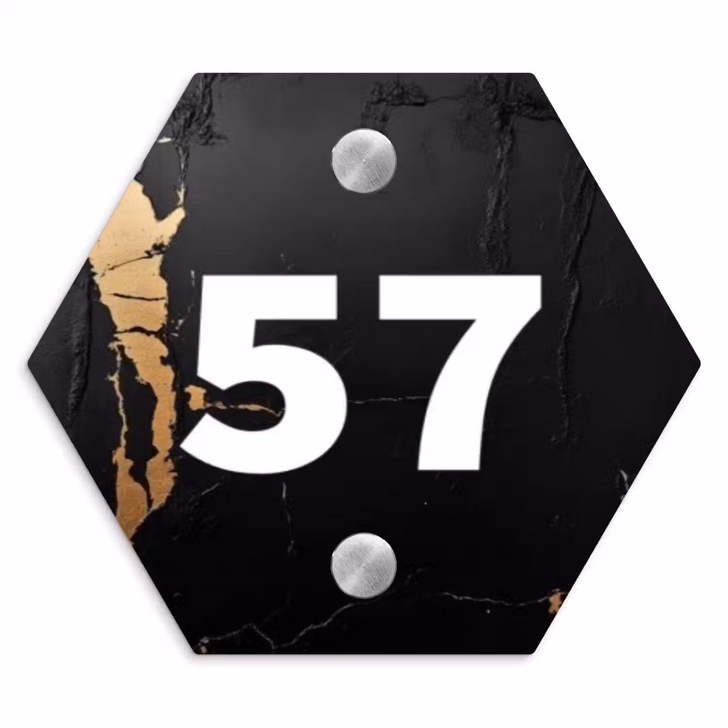Zwart goud structuur - Traditioneel Naambord Hexagon klein -3d