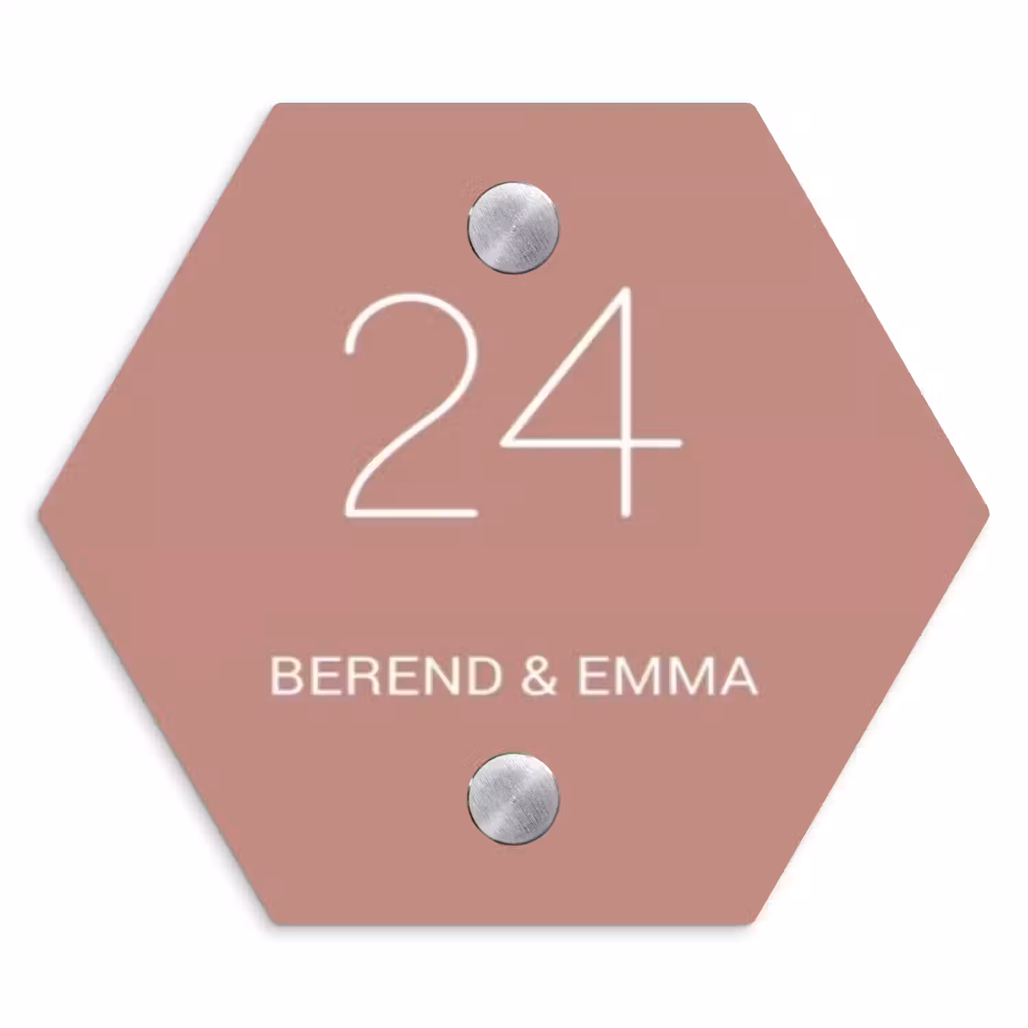 Effen oudroze - Klassiek Naambord Hexagon klein -3d