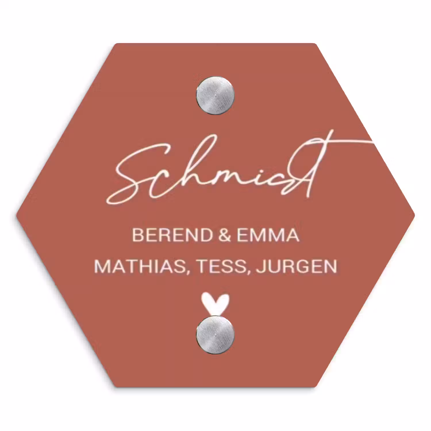 Terracotta - Sierlijk Naambord Hexagon klein -3d