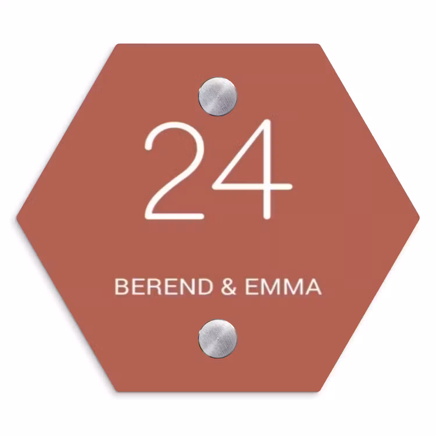 Terracotta - Klassiek Naambord Hexagon klein -3d