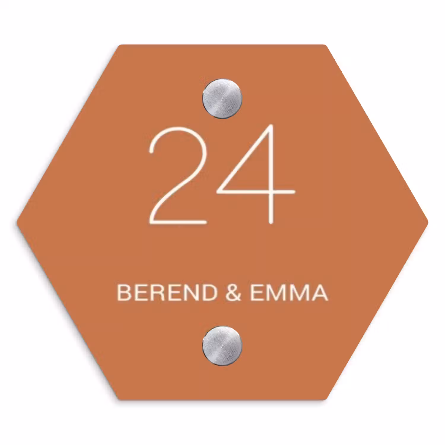 Terracotta - Klassiek Naambord Hexagon klein -3d
