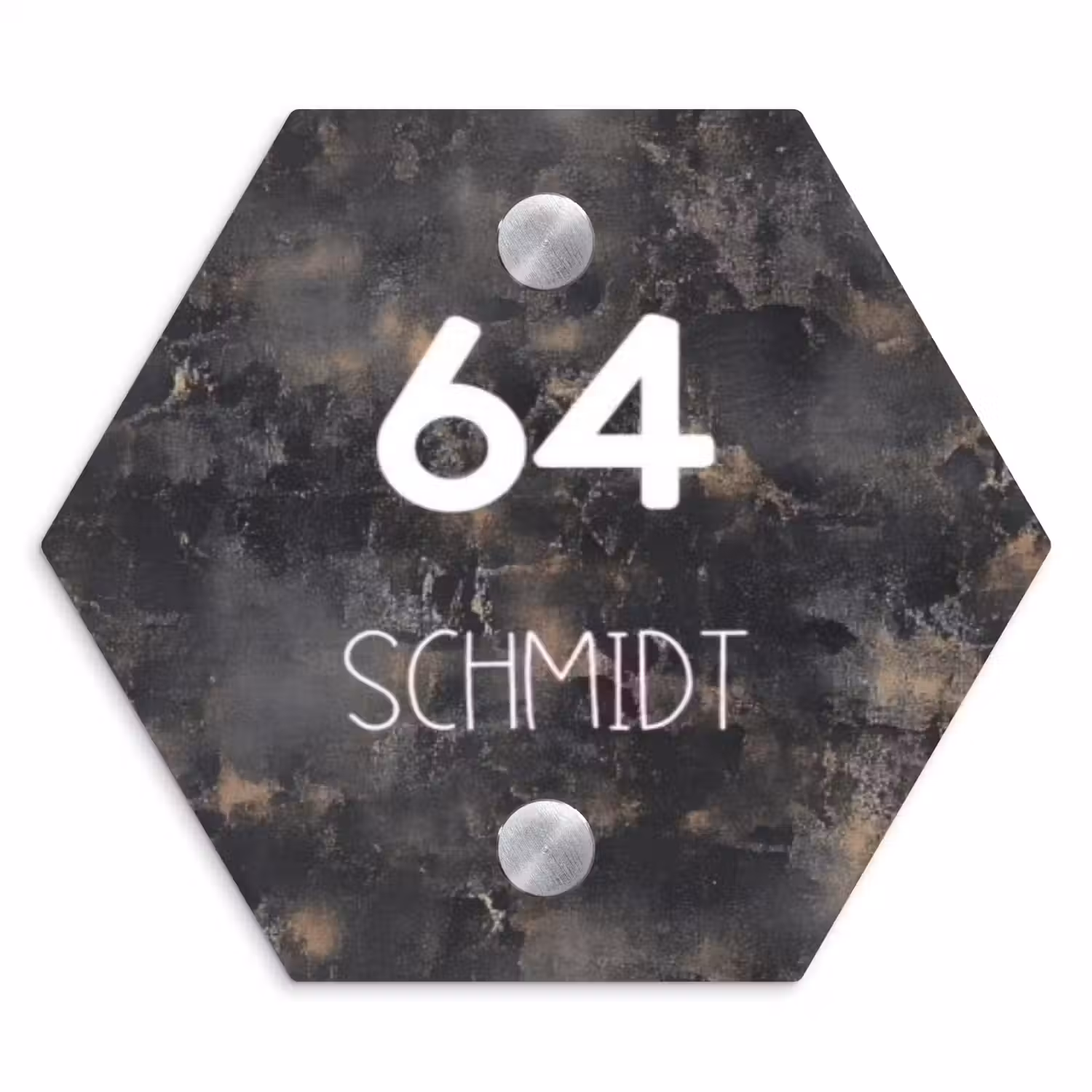 Verweerd metaal - Modern Naambord Hexagon klein -3d