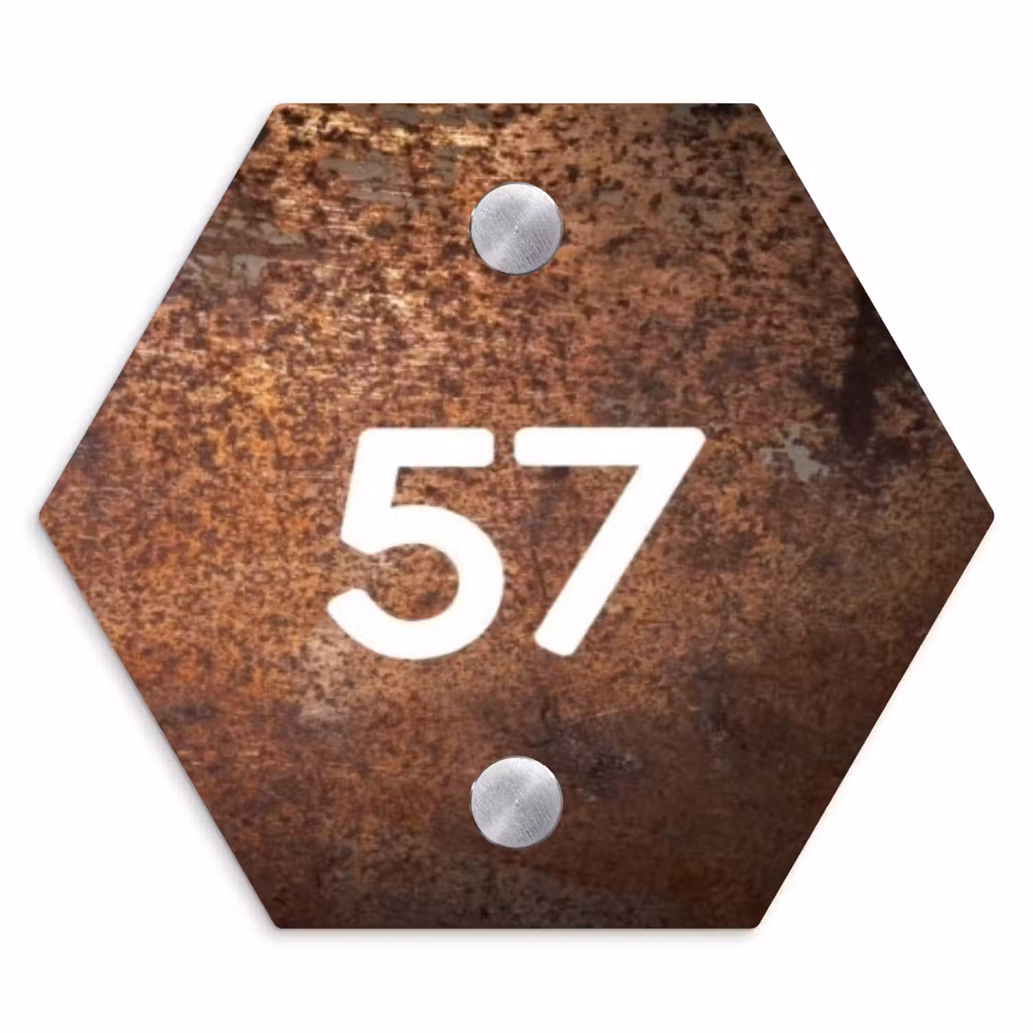 Verweerd metaal - Traditioneel Naambord Hexagon klein -3d