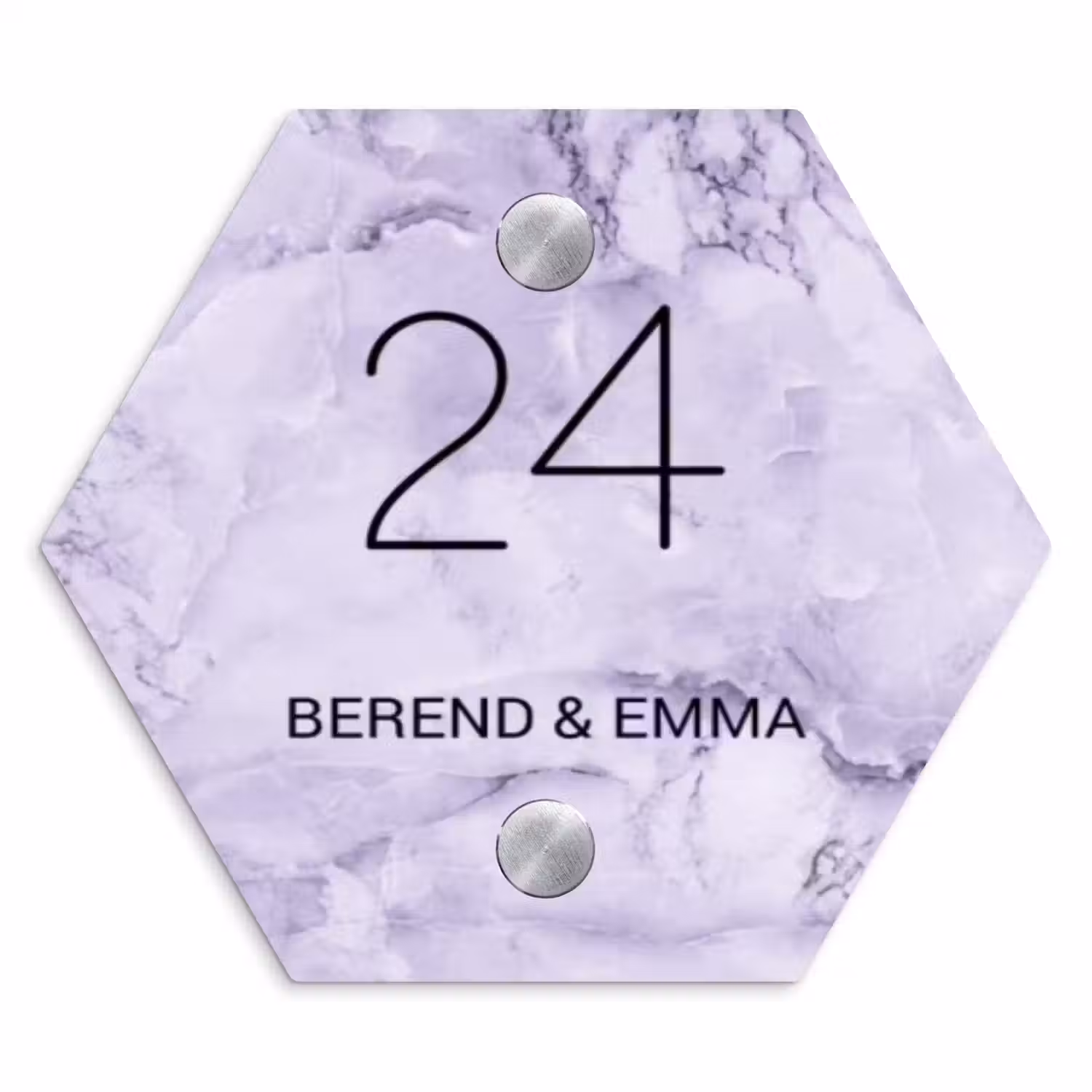 Paars marmer - Klassiek Naambord Hexagon klein -3d