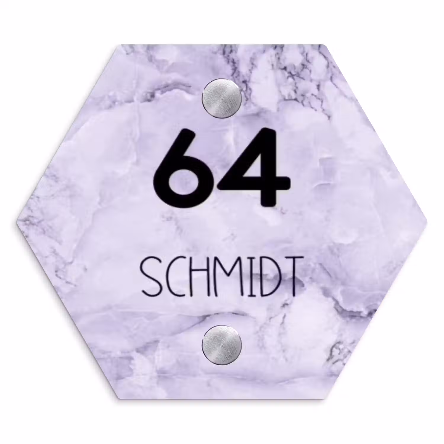 Paars marmer - Modern Naambord Hexagon klein -3d