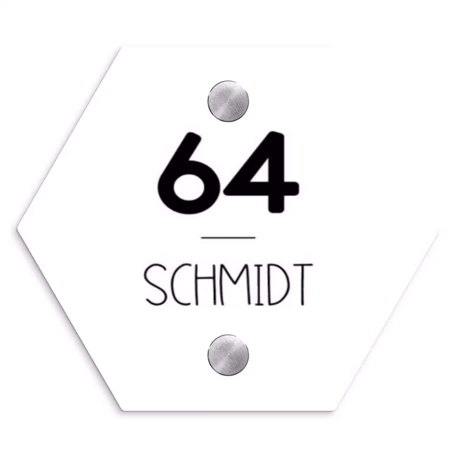 Wit vlak - Modern Naambord Hexagon klein -3d