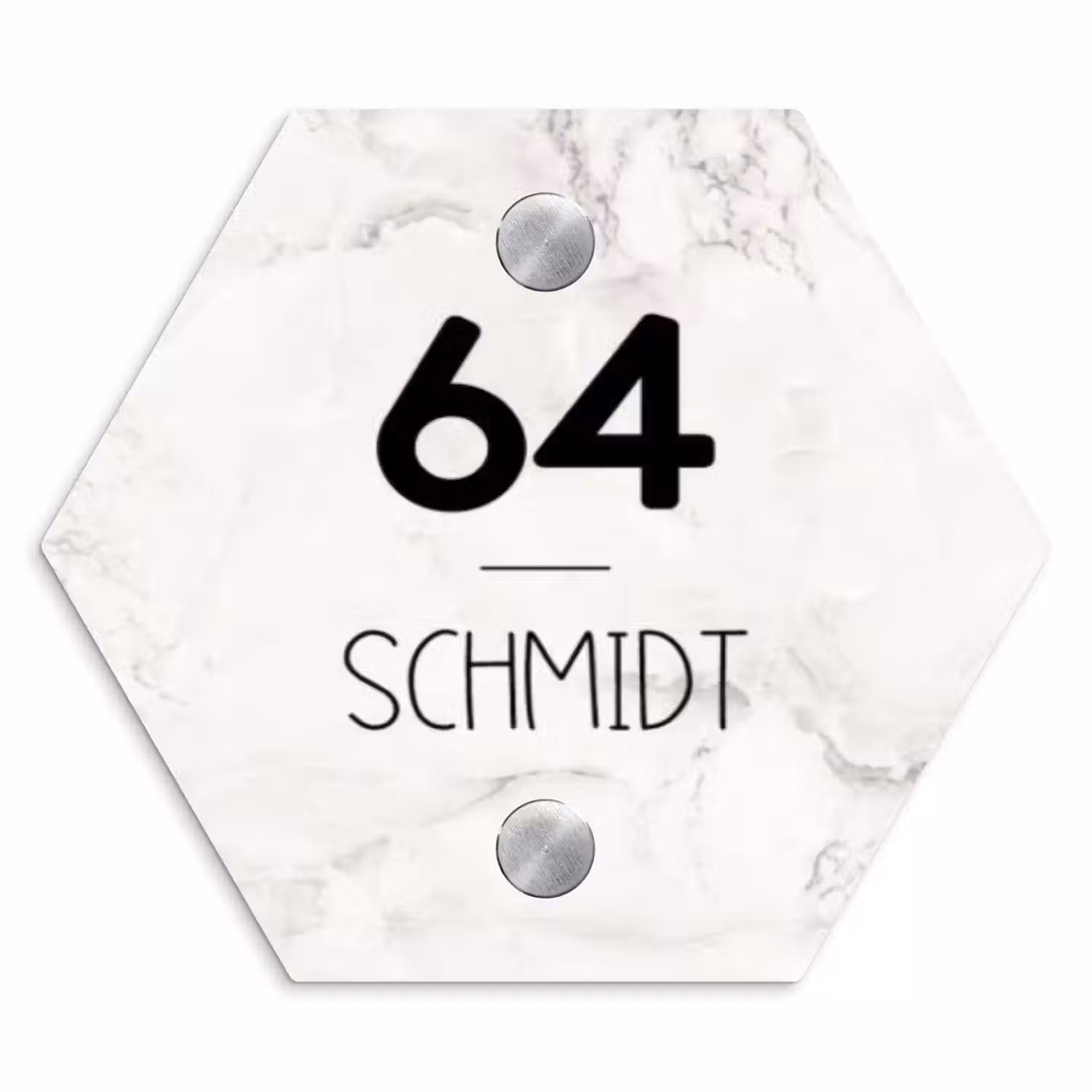 Wit marmer - Modern Naambord Hexagon klein -3d