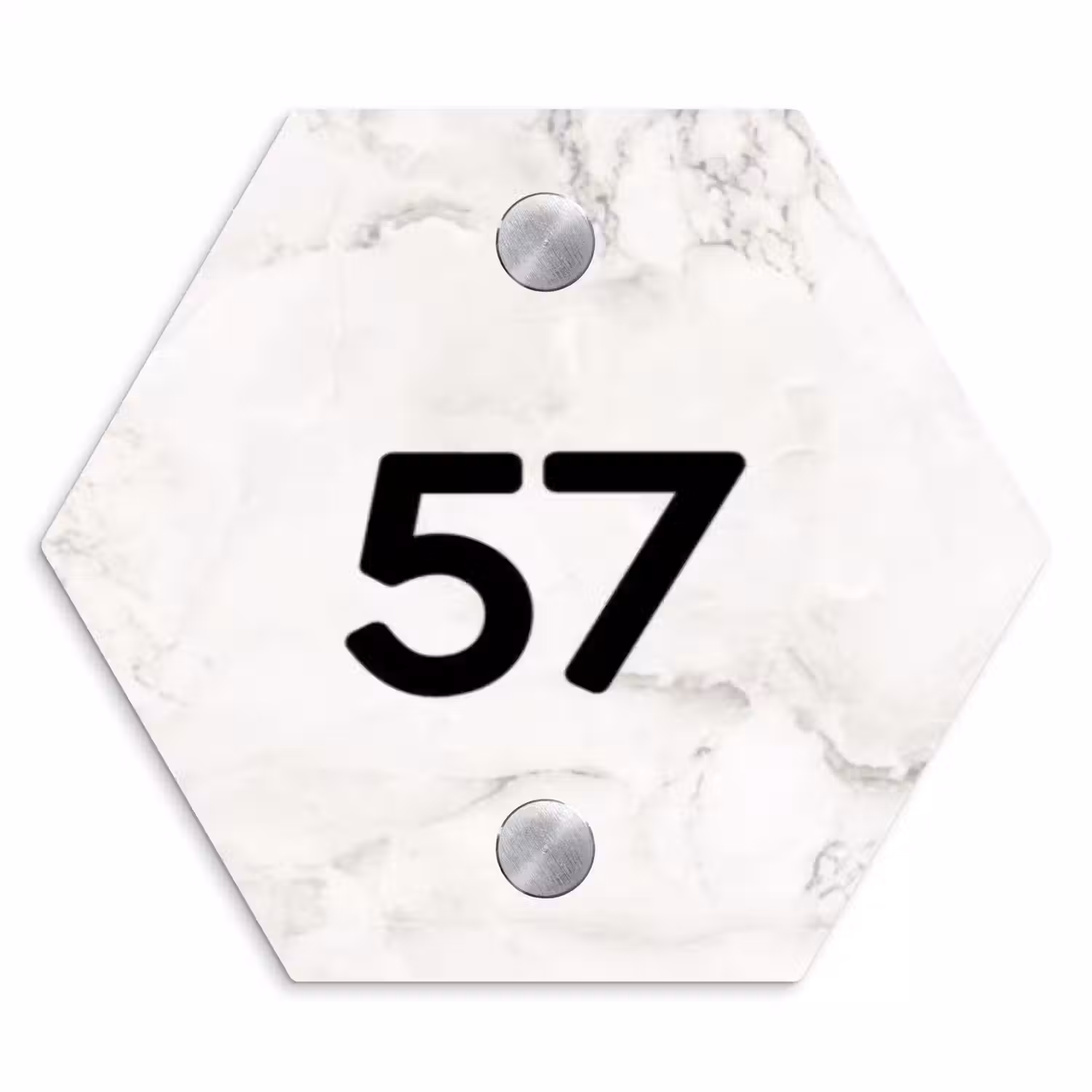 Wit marmer - Traditioneel Naambord Hexagon klein -3d