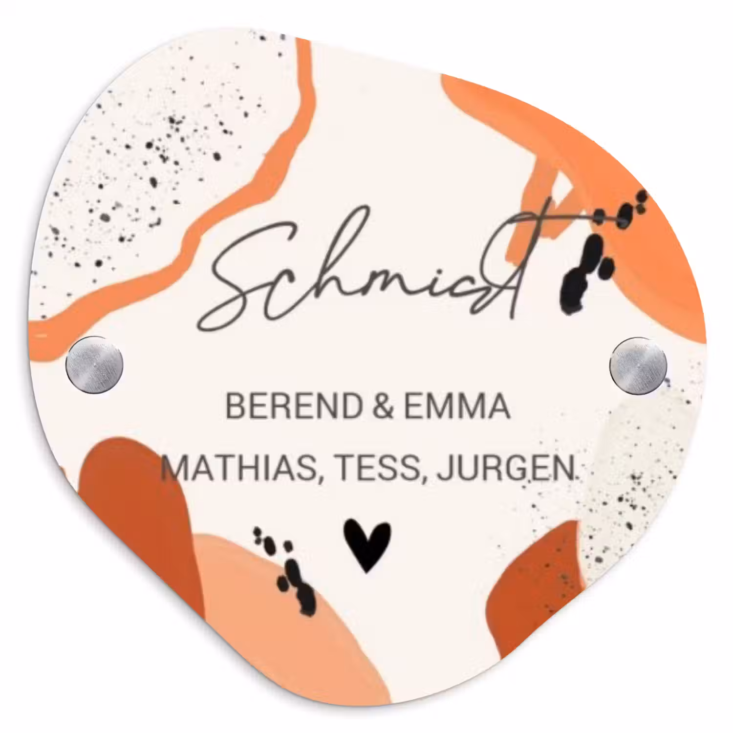 Abstract oranje - Sierlijk Naambord Organisch middel -3d
