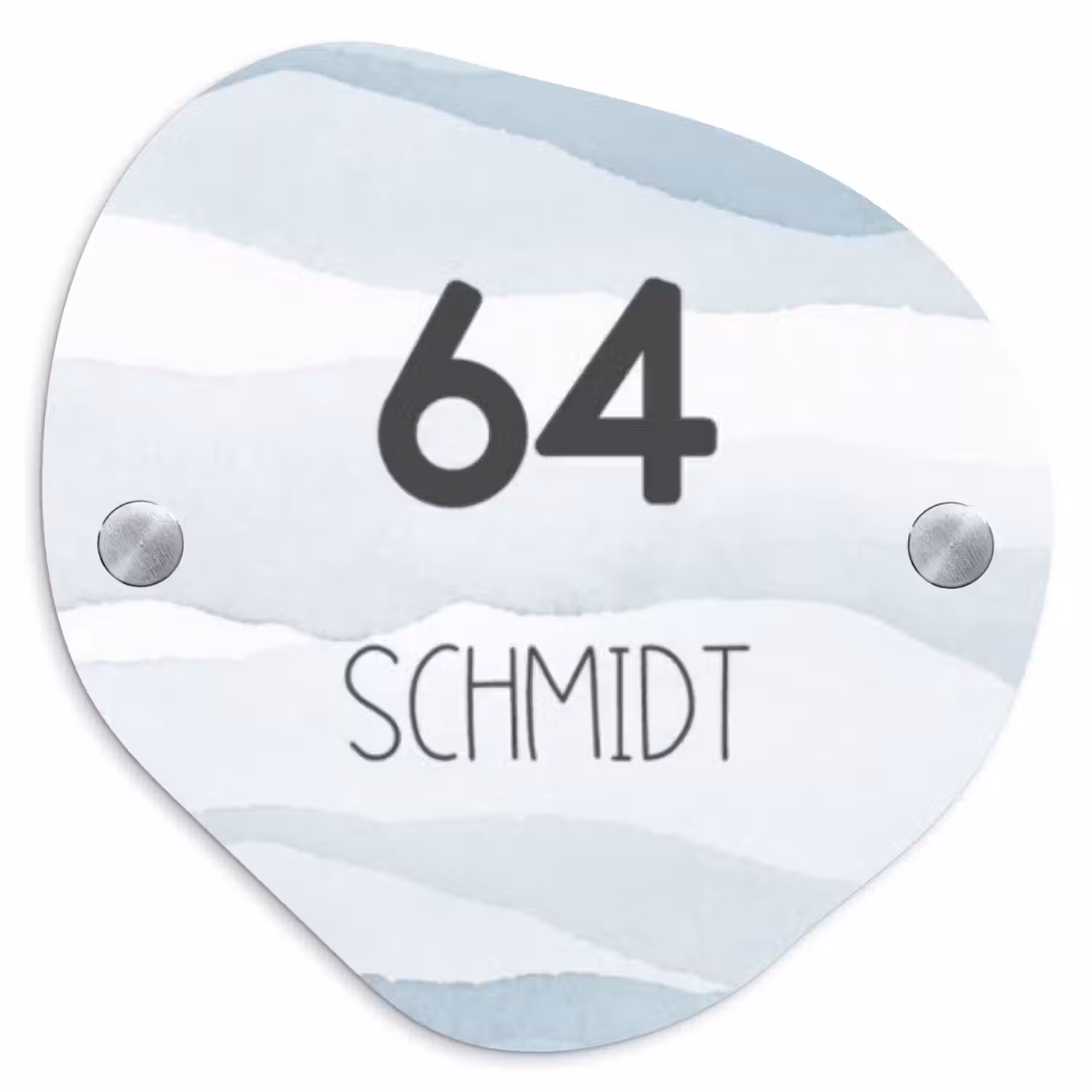 Aquarel - Blauw - Modern Naambord Organisch middel -3d